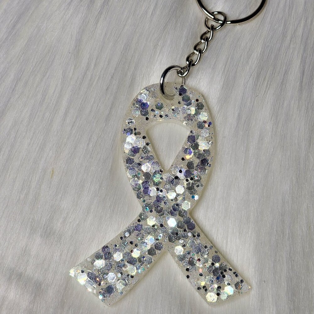 3" Cancer Ribbon Keychain
